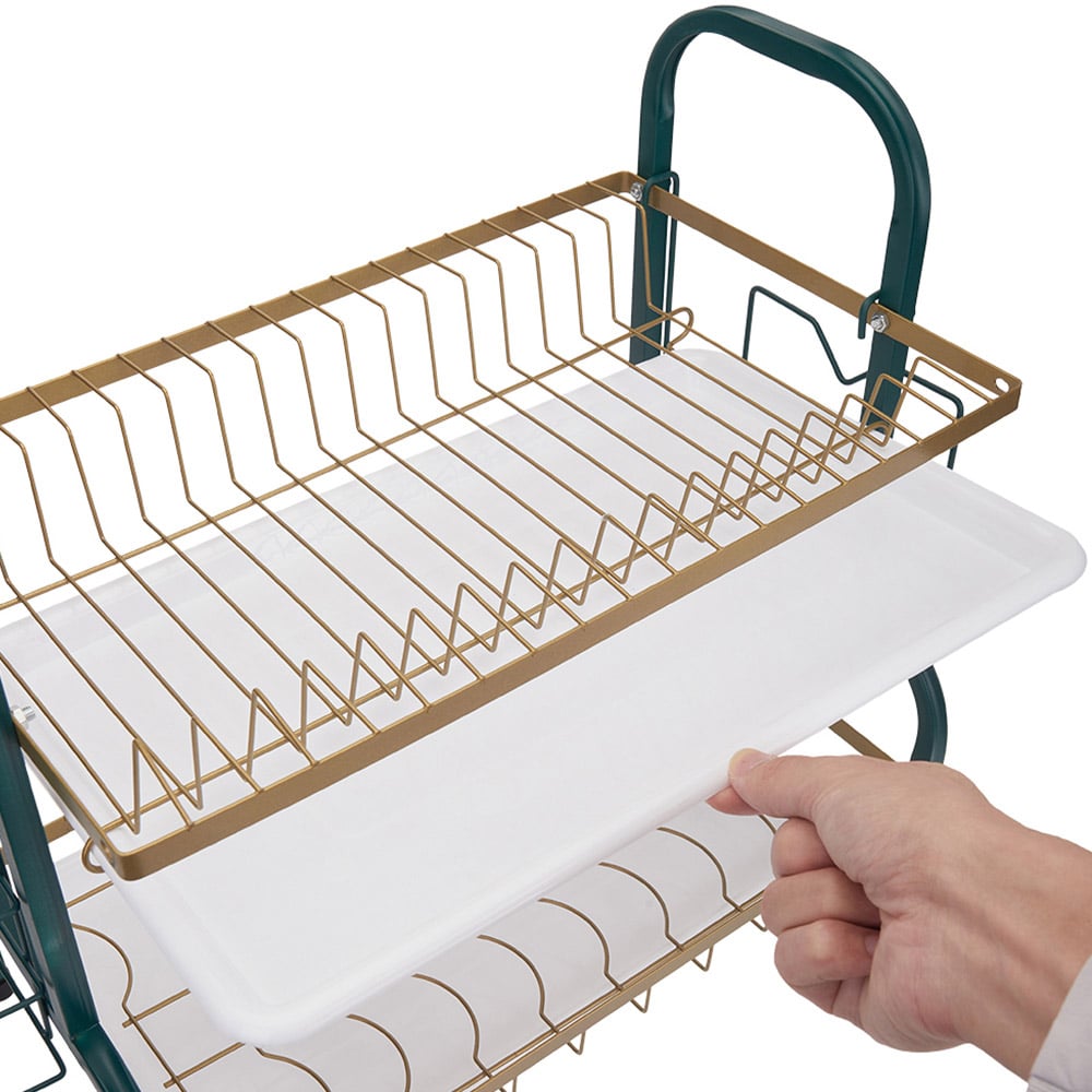 Living and Home 2 Tier Kitchen Carbon Steel Dish Rack Image 7
