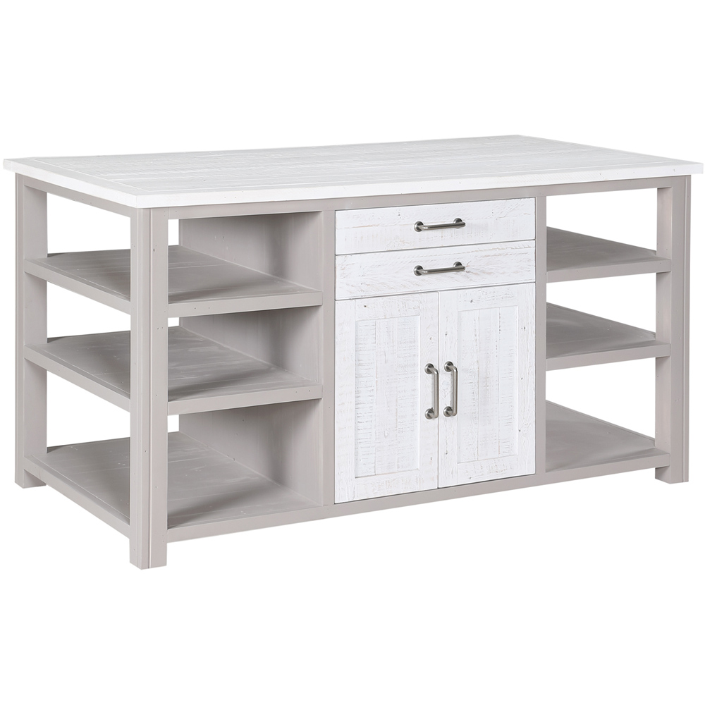 Baumhaus Greystone 2 Door 2 Drawer 6 Shelf Grey Kitchen Island Image 2