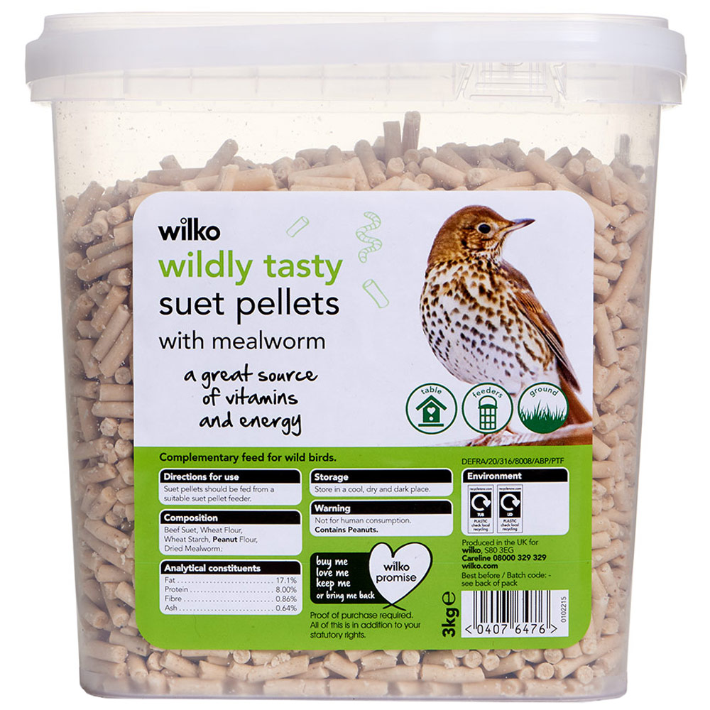 Wilko Wild Bird Suet Pellets with Mealworms 3kg Image 2
