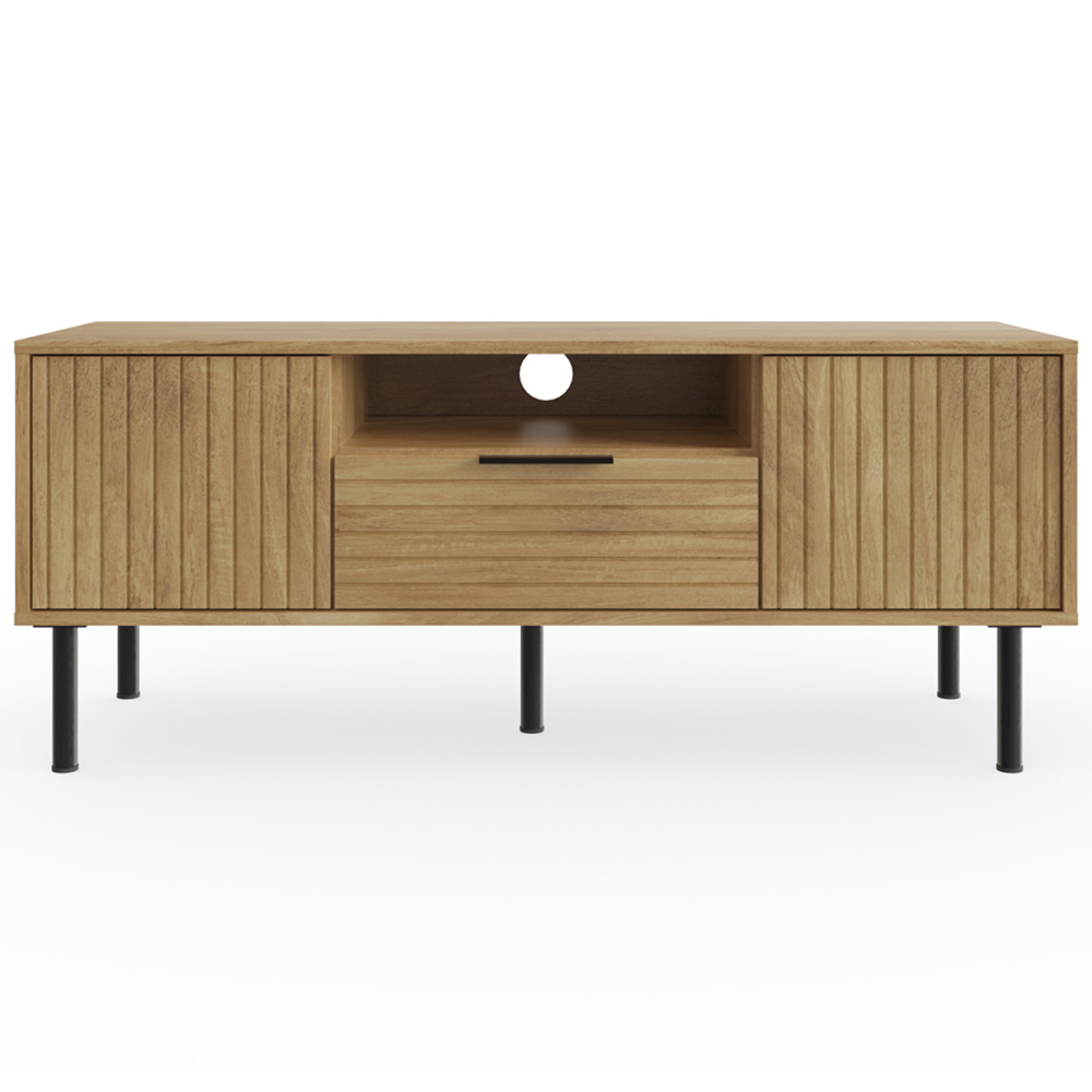 GFW Nervata Single Drawer 2 Door Oak TV Unit Image 3