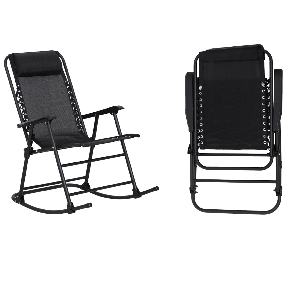 Outsunny Black Zero Gravity Folding Rocking Chair Image 4