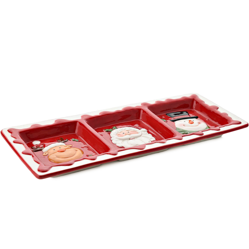 The Christmas Gift Co Red 3 Section Christmas Serving Plate Image 2