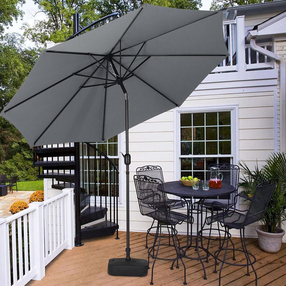 Living and Home Dark Grey Round Crank Tilt Parasol with Square Base 3m Image 2