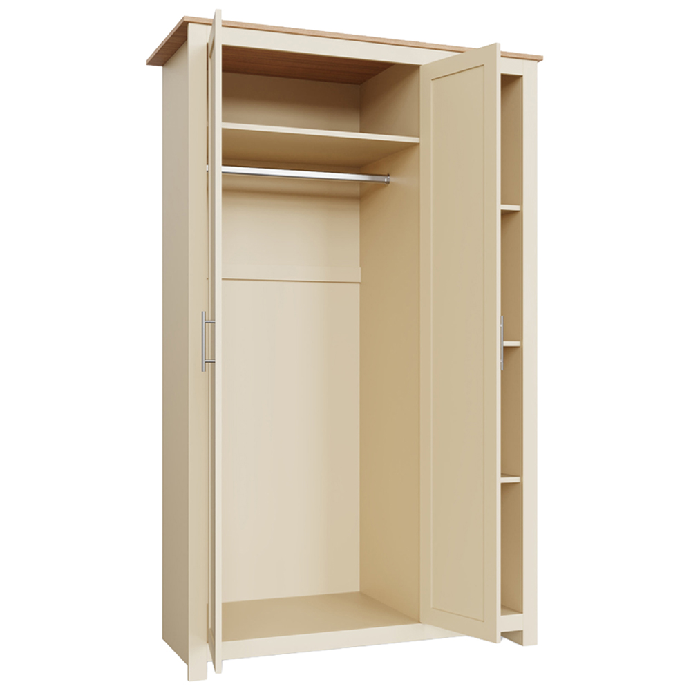 GFW Lancaster 2 Door 4 Shelf Cream Wardrobe Image 7