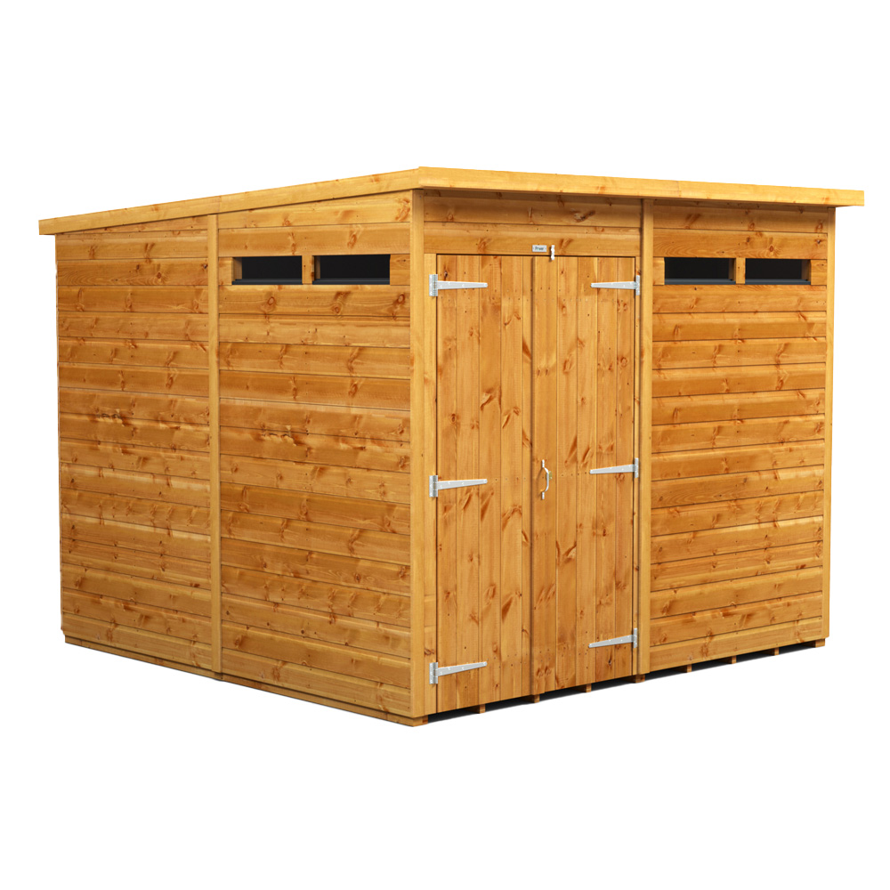Power Sheds 8 x 8ft Double Door Pent Security Shed Image 1