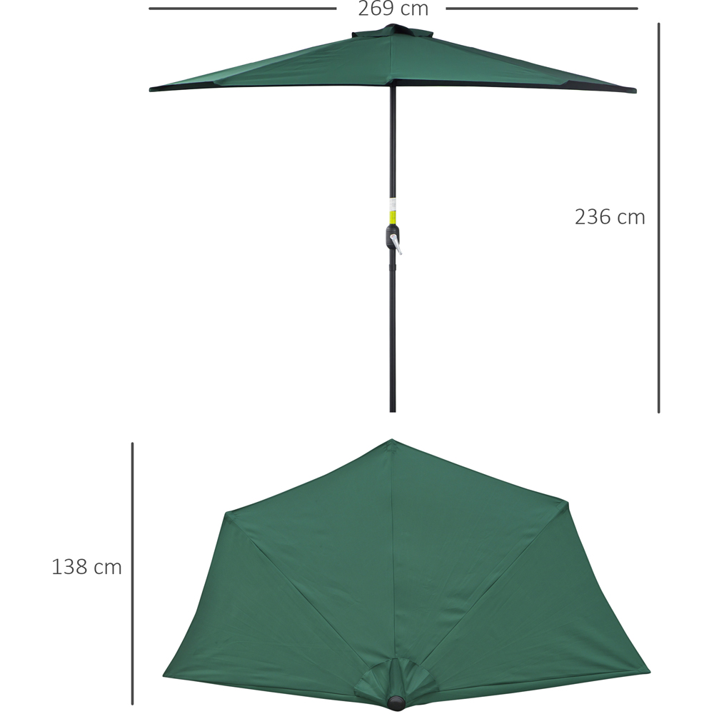 Outsunny Green Half Parasol 2.7m Image 7