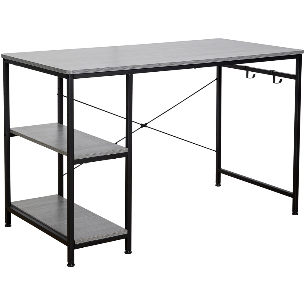 Home Source Stanton 2 Shelf Computer Desk with Hook Grey Image 2