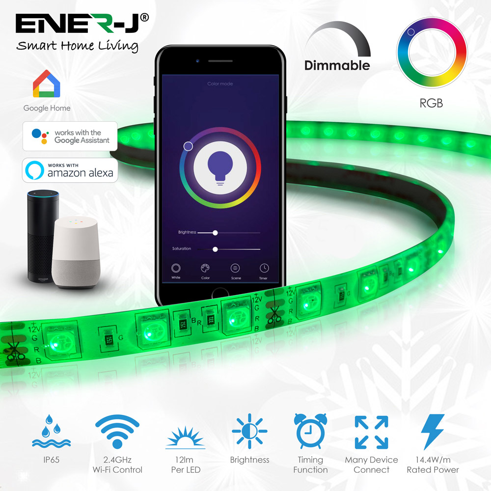 ENER-J Smart Wi-Fi Colour Changing LED Tape Strip Kit 5m Image 5
