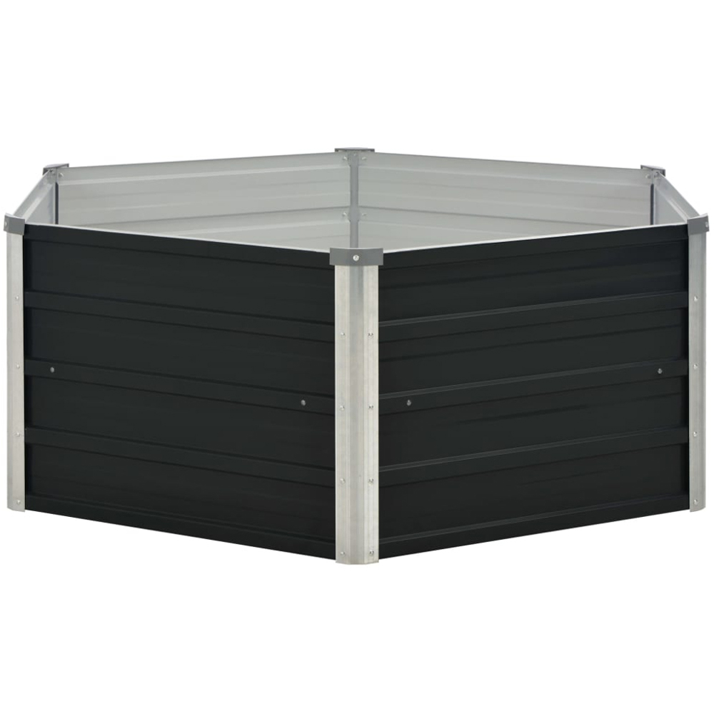 vidaXL Anthracite Galvanised Steel Raised Garden Bed 129 x 129 x 45cm Image 3