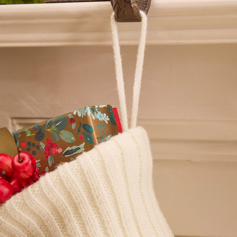 Dibor Ivory Chunky Knit Christmas Stocking Image 5