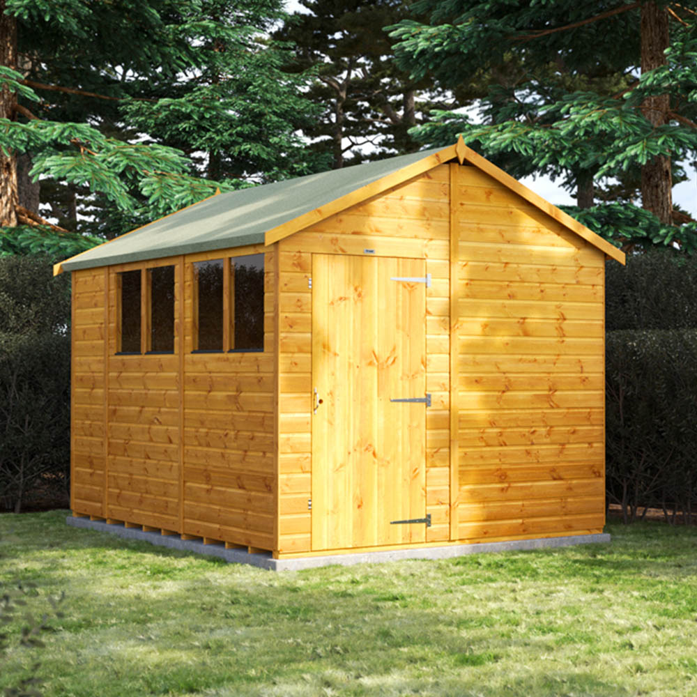 Power Sheds 10 x 8ft Apex Wooden Shed with Window Image 2