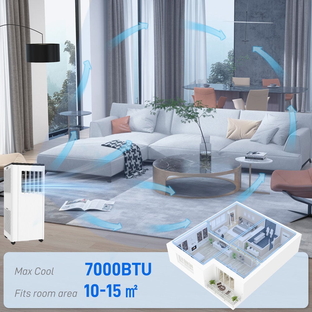HOMCOM White 7000BTU Portable Air Conditioner with App Control Image 4