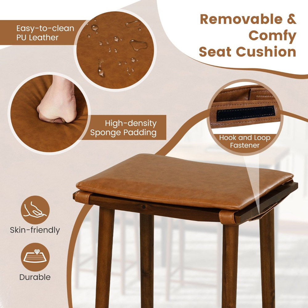 Costway Dining Bar Stool with Removable Cushion Set of 2 Image 8