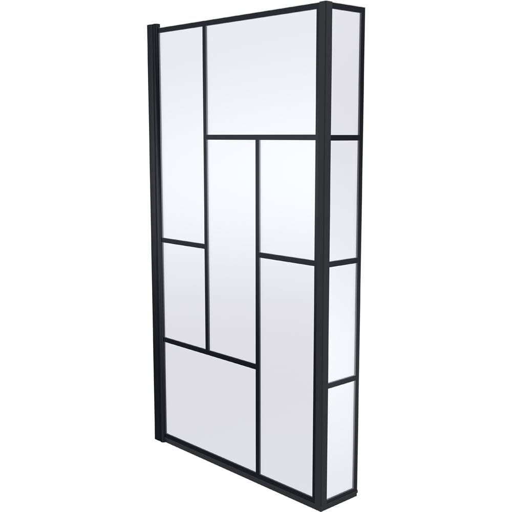 nuie Matt Black Abstract Bath Screen 795mm Image 1