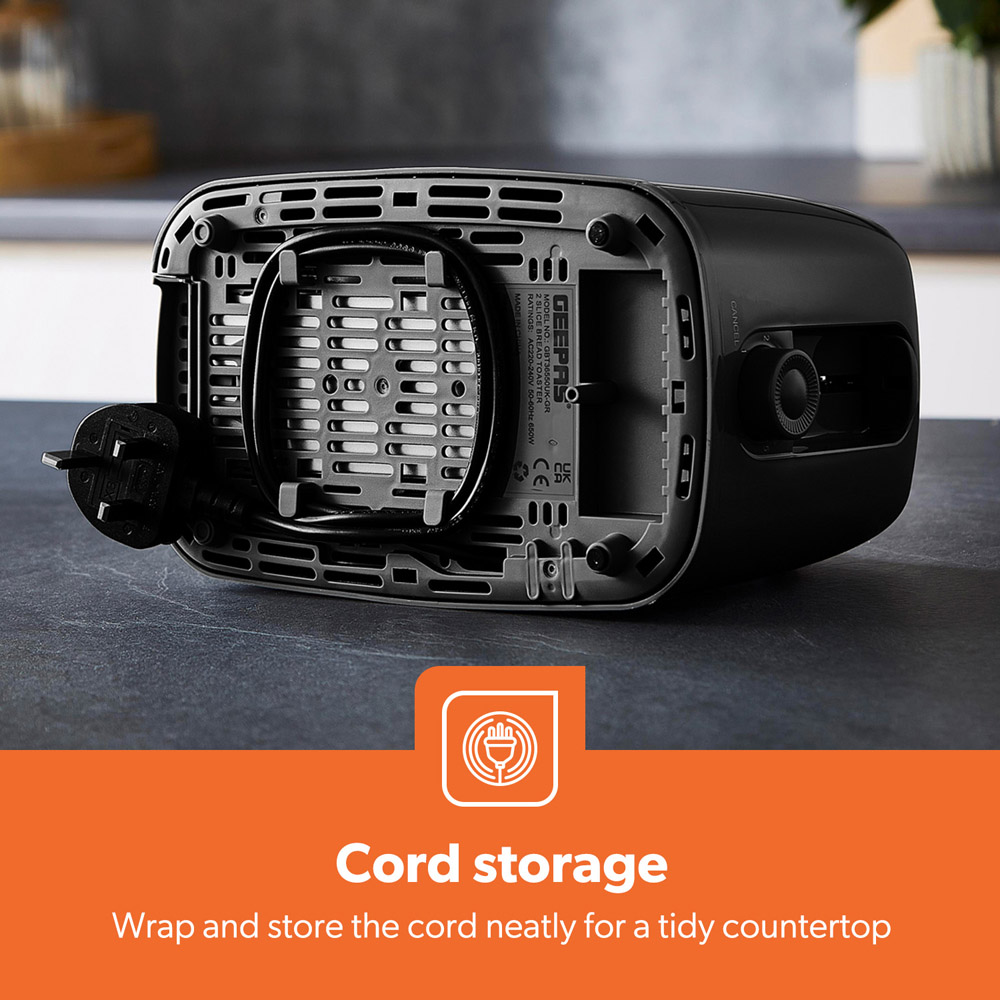 Geepas GBT36550UK-BK Black 2 Slice Toaster 650W Image 5