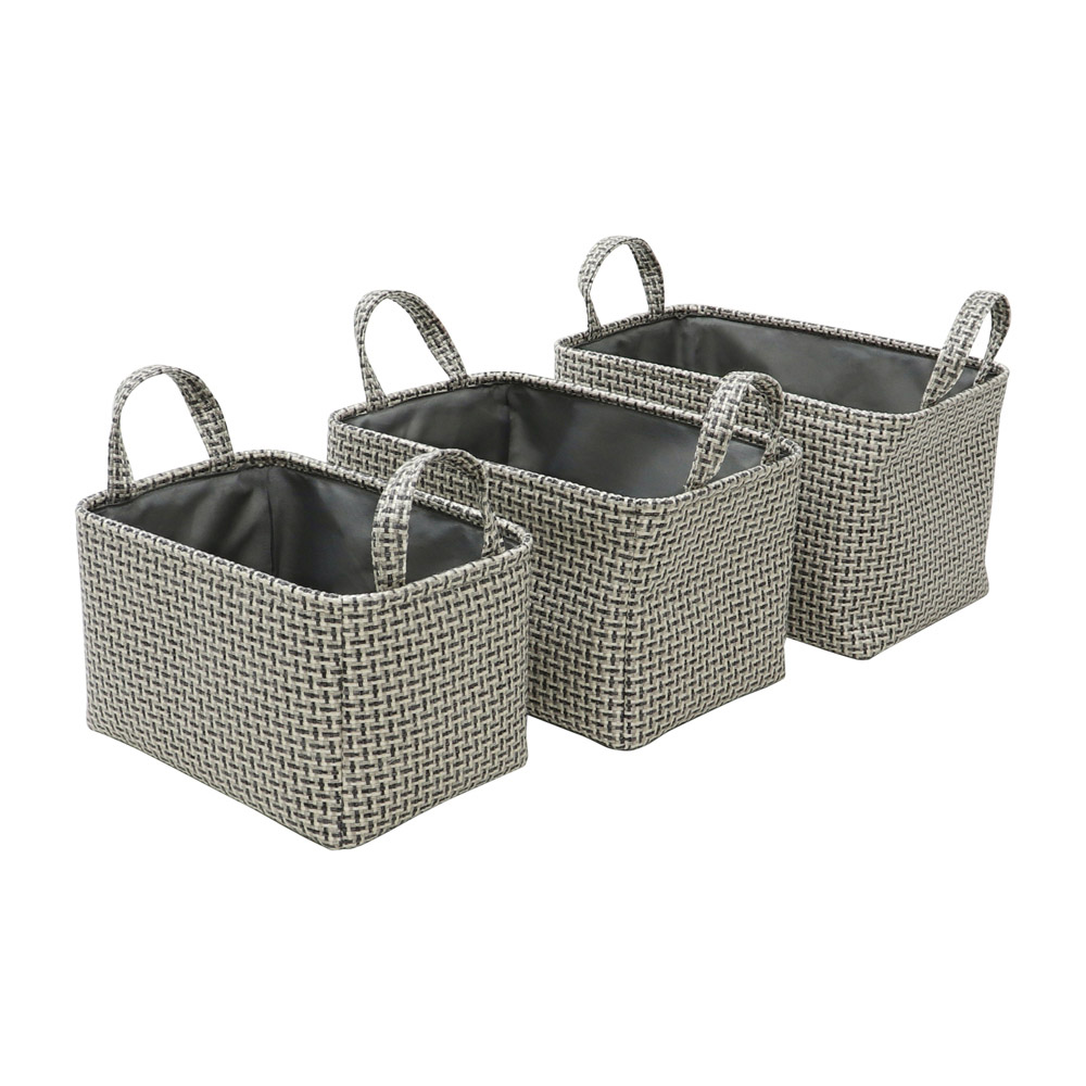 JVL Silva Set of 3 Rectangular Fabric Storage Baskets Image 3