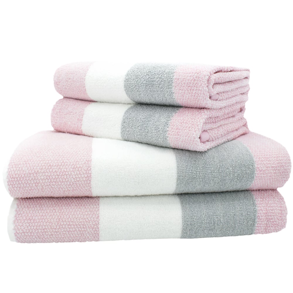 Velosso Weston Pink Strip Hand Towel Set of 2 Image 1