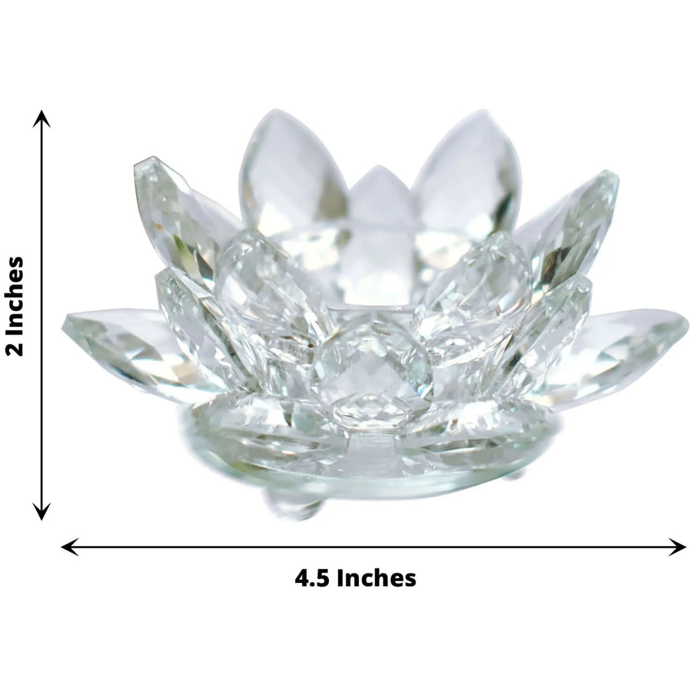 Avilo Multi-Faceted Crystal Glass Lotus Candle Holder Image 8