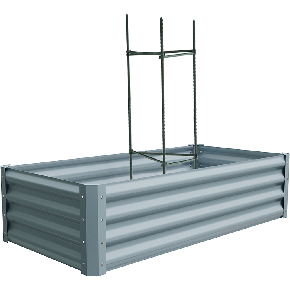 Living and Home Grey Galvanised Steel Raised Garden Bed with Climbing Plant Support 120 x 60cm Image 1