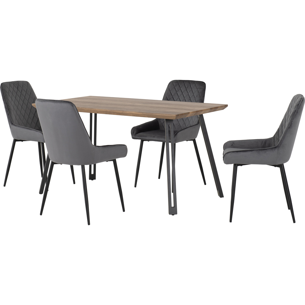 Seconique Quebec Medium Oak Effect Straight Edge 4 Seater Avery Dining Set Grey Image 2