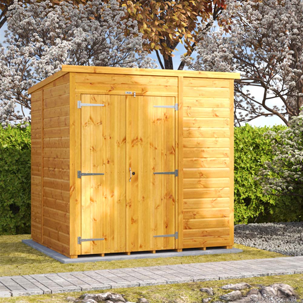 Power Sheds 6 x 6ft Double Door Pent Wooden Shed Image 2