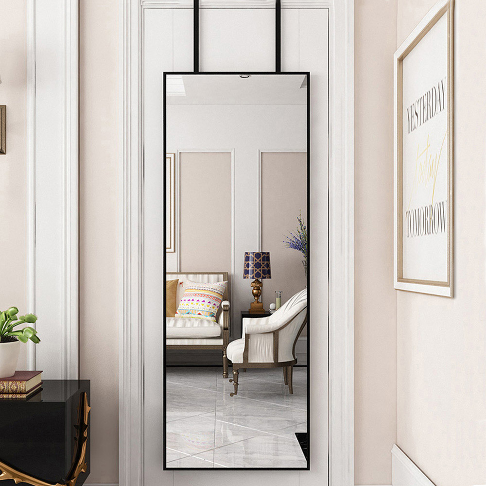 Living and Home Black Frame Over Door Full Length Mirror 28 x 78cm Image 2