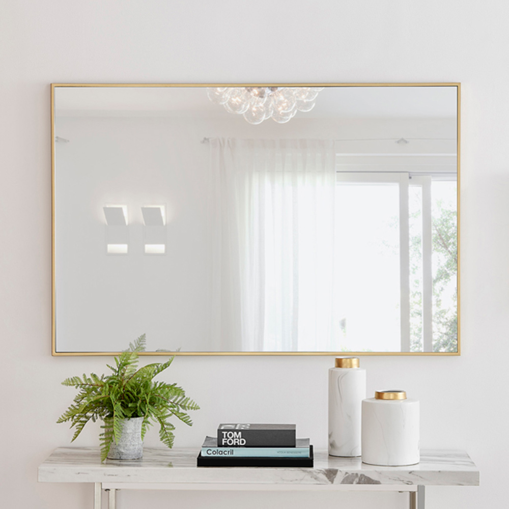 Furniturebox Austen Rectangular Gold Metal Wall Mirror 120 x 80cm Image 8