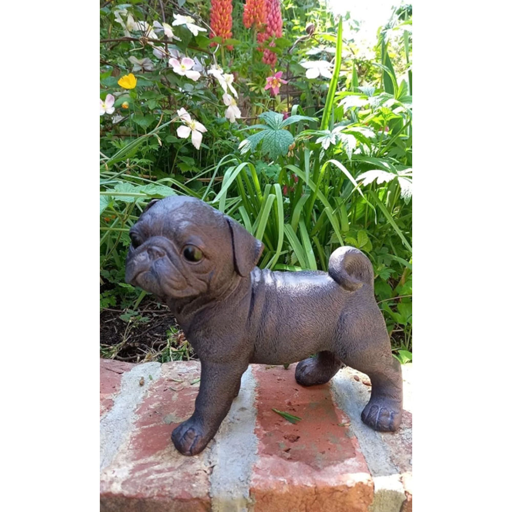 Inspirational Gifting Pug Dog Polystone Resin Garden Ornament Image 4