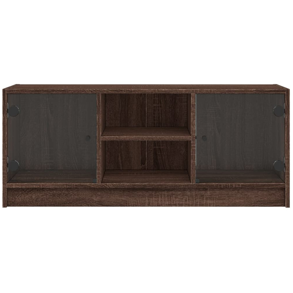 vidaXL 2 Glass Door 2 Shelf Brown Oak TV Cabinet Image 6