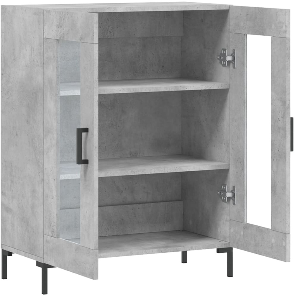 vidaXL 2 Glass Door Concrete Grey Wooden Sideboard Image 6
