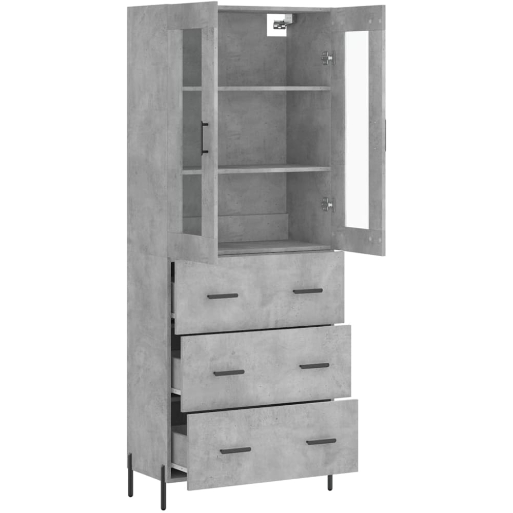 vidaXL 2 Door 3 Drawer Concrete Grey Wooden Highboard Image 4