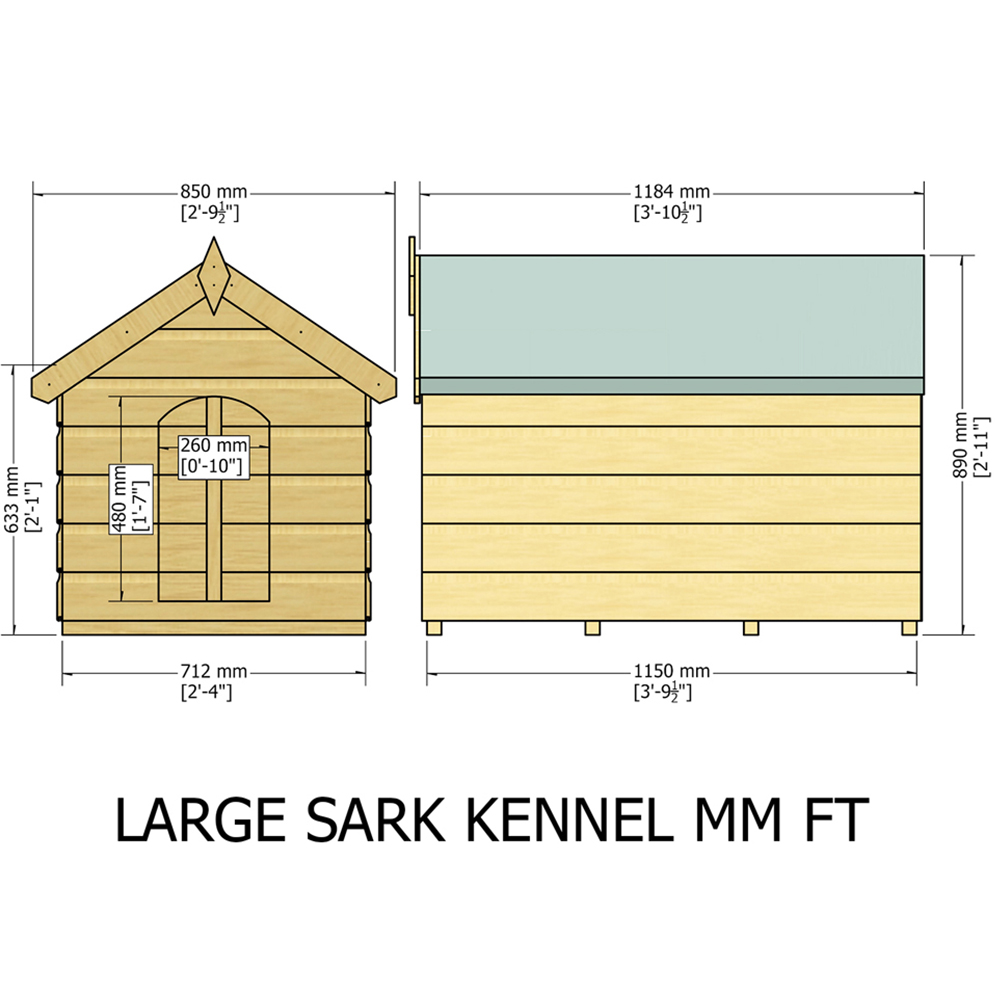 Shire 3.7 x 2.3ft Shiplap Sark Apex Dog Kennel Image 4