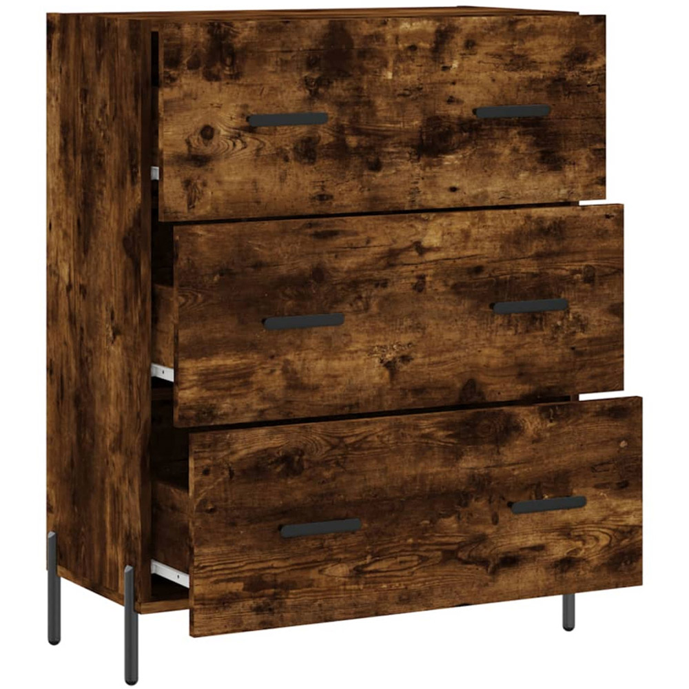 vidaXL 3 Drawer Smoked Oak Sideboard Image 6
