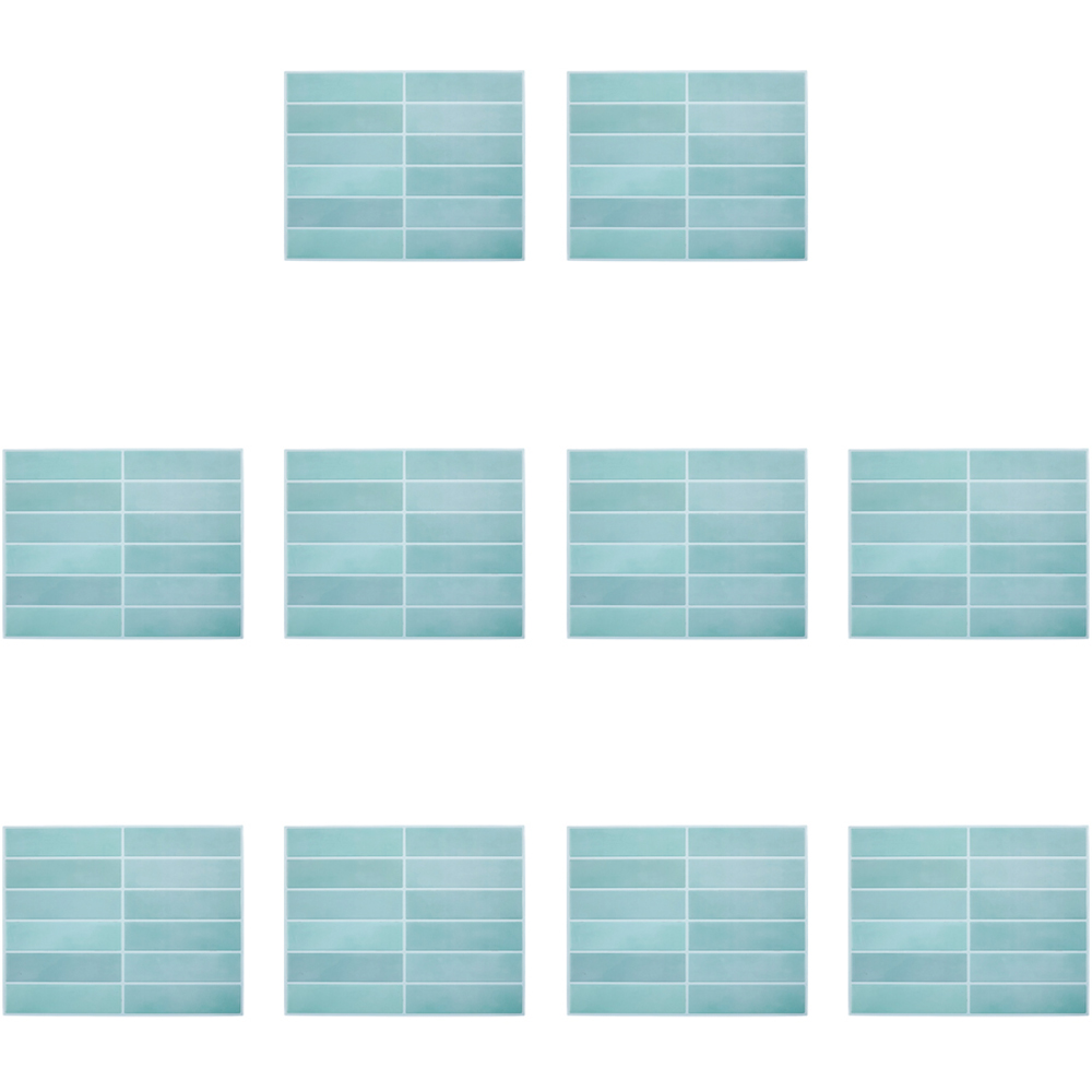 Living and Home Light Cyan Rectangle Self Adhesive Wall Sticker 10 Pack Image 2