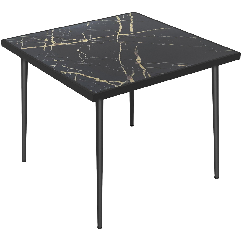 Outsunny 4 Seater Square Garden Dining Table Black with Marble Effect Image 2