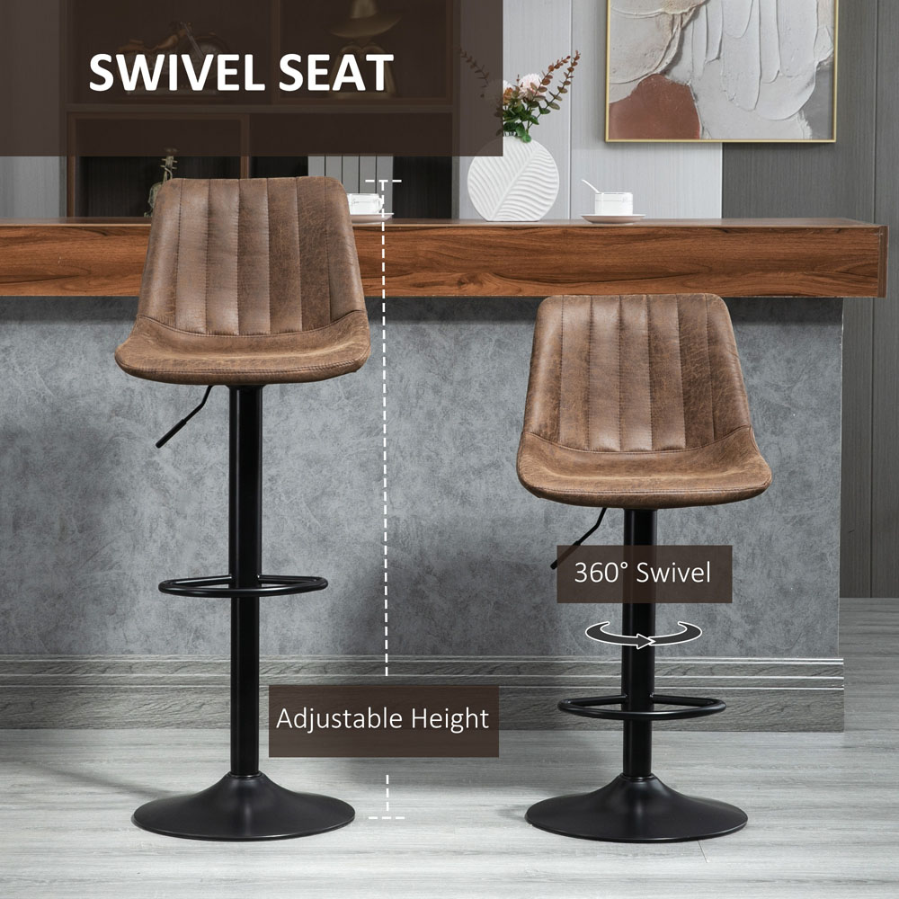 Portland Brown Adjustable Bar Stools Set of 2 | Wilko