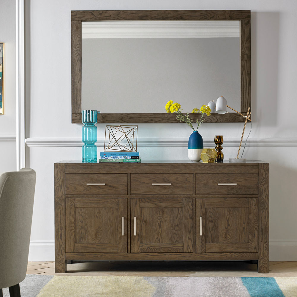 Bentley Designs Turin 3 Drawer 3 Door Dark Oak Wide Sideboard Image 6