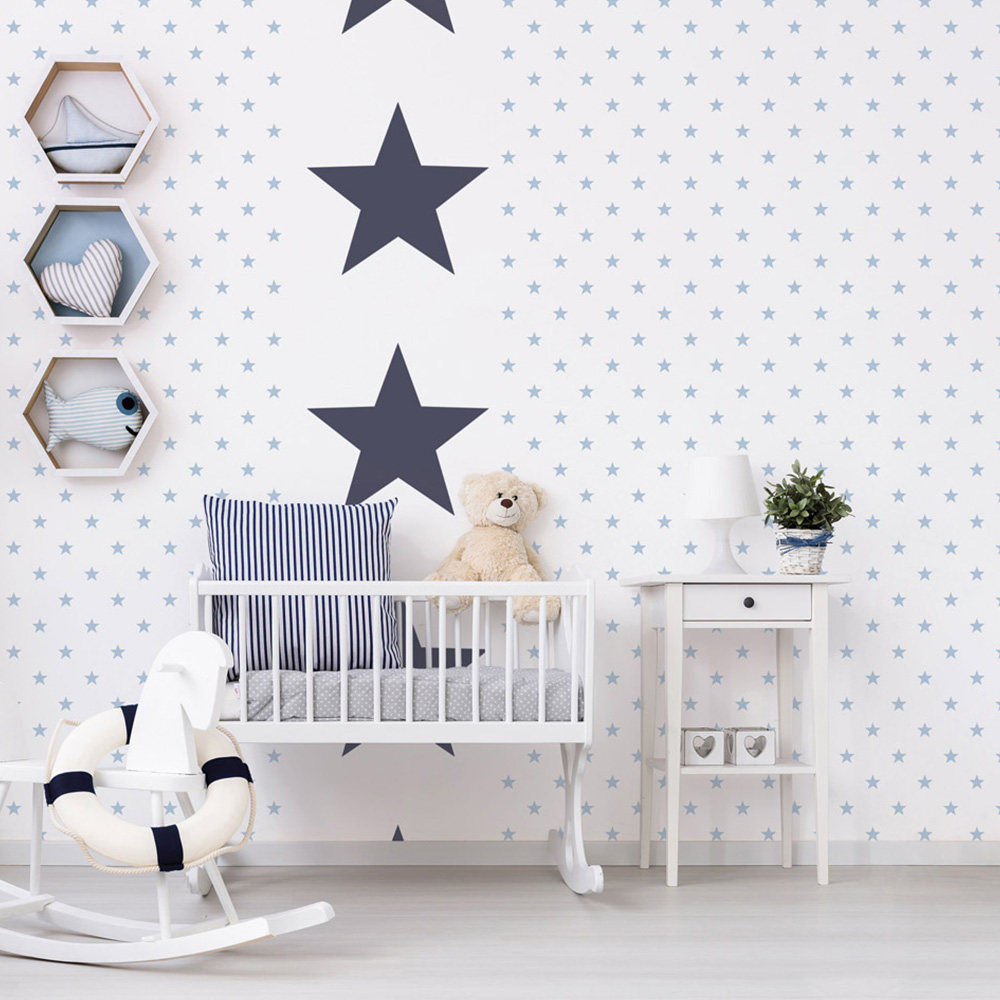 Galerie Deauville 2 Large Star Navy Blue and White Wallpaper Image 3