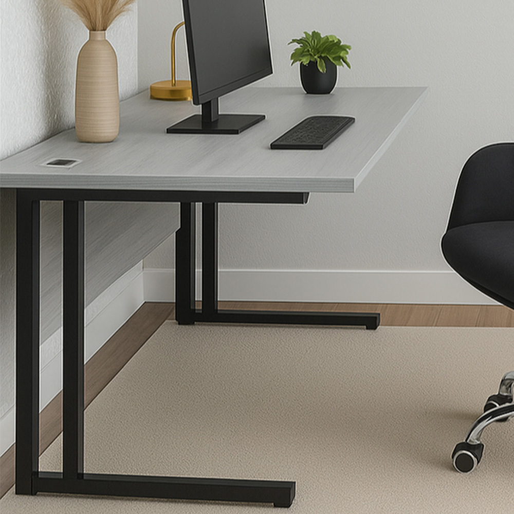 Kosy Koala Grey Wooden Office Desk with Black Velvet Upholstered Chair Image 6