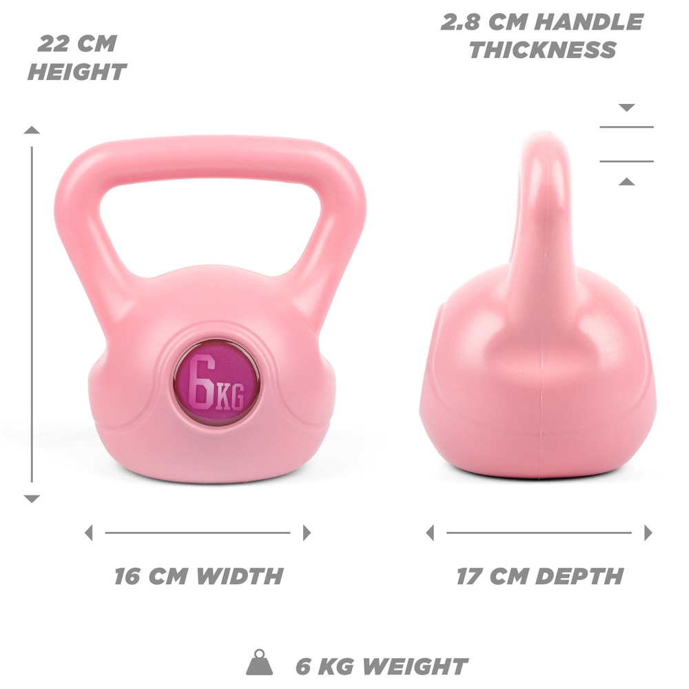 Phoenix Fitness Pink Vinyl Kettlebell 6kg Image 3