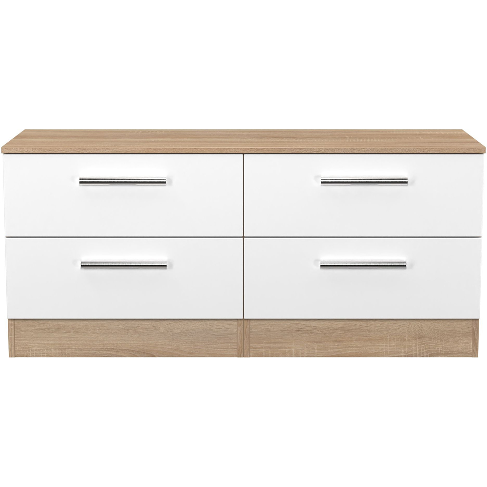 Crowndale Contrast 4 Drawer White Matt and Bardolino Oak Bed Box Ready Assembled Image 2