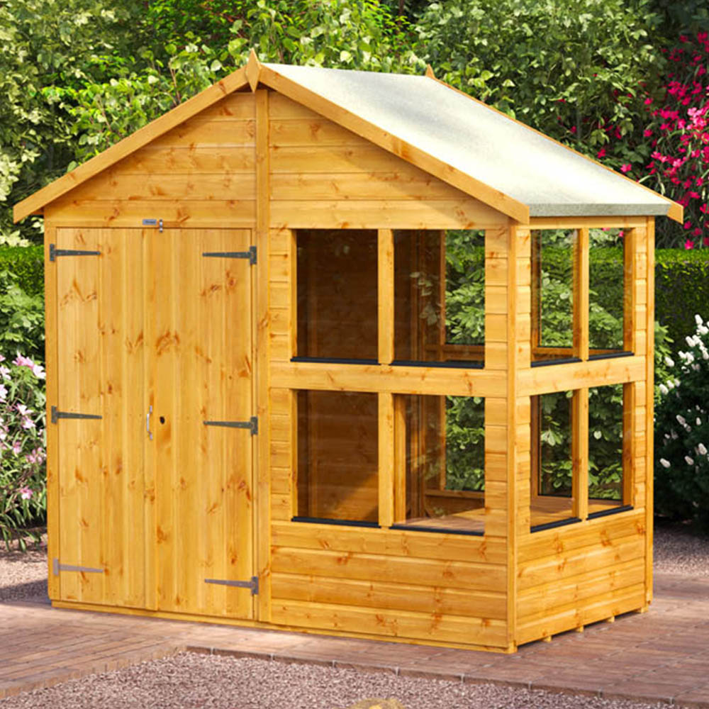 Power 4 x 8ft Apex Potting Shed with Double Doors Image 2