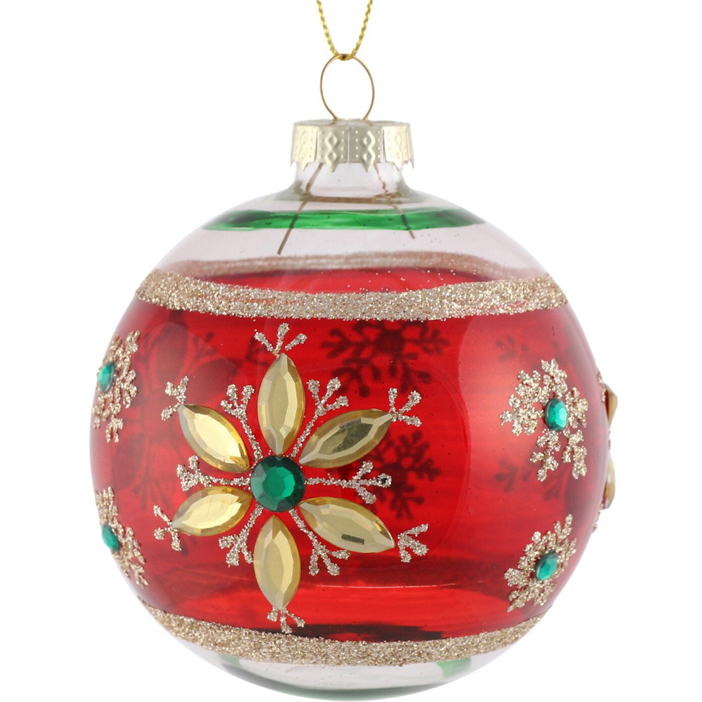 Red Snowflake Bauble - Red Image
