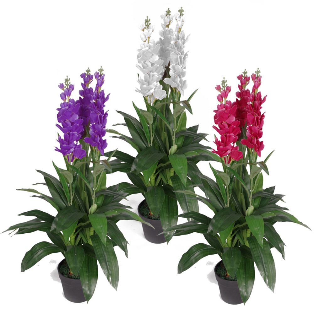 Leaf Artificial White Cymbidium Orchid Plant 100cm Image 2