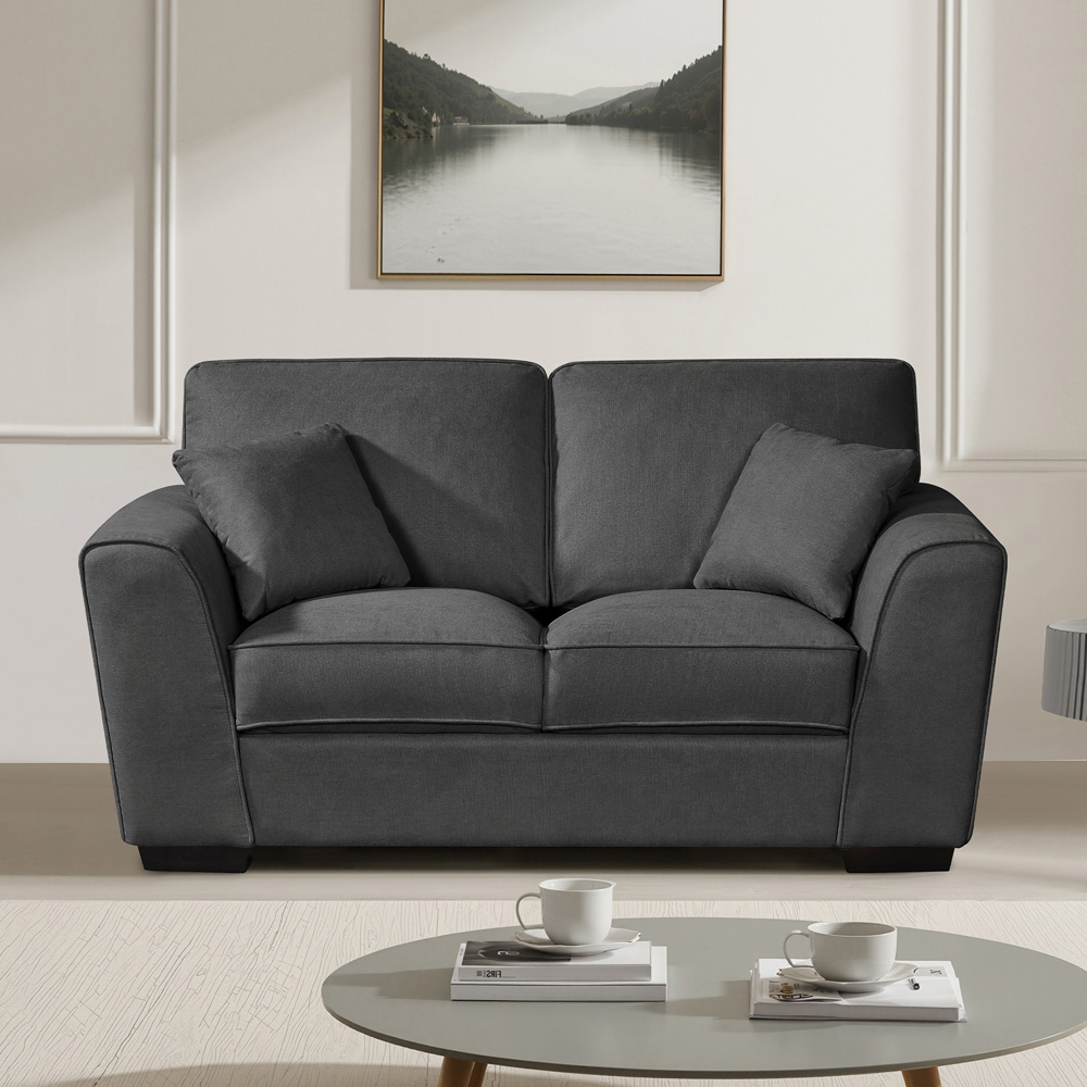 Artemis Home Arlington 2 Seater Charcoal Grey Fabric Sofa | Wilko