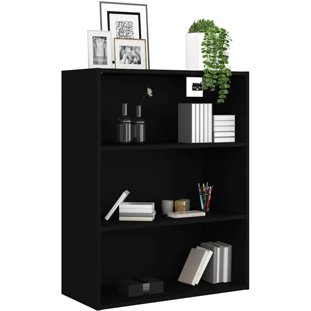 vidaXL 3 Shelf Black Hanging Wall Cabinet Image 3