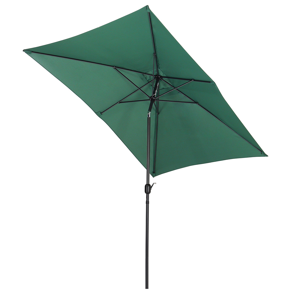 Living and Home Green Square Crank Tilt Parasol with Rattan Effect Base 3m Image 3
