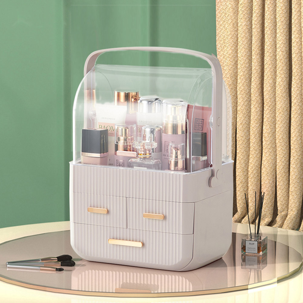 Living and Home 3 Drawer Acrylic Makeup Storage Organiser with Transparent Lid and Handle Image 8