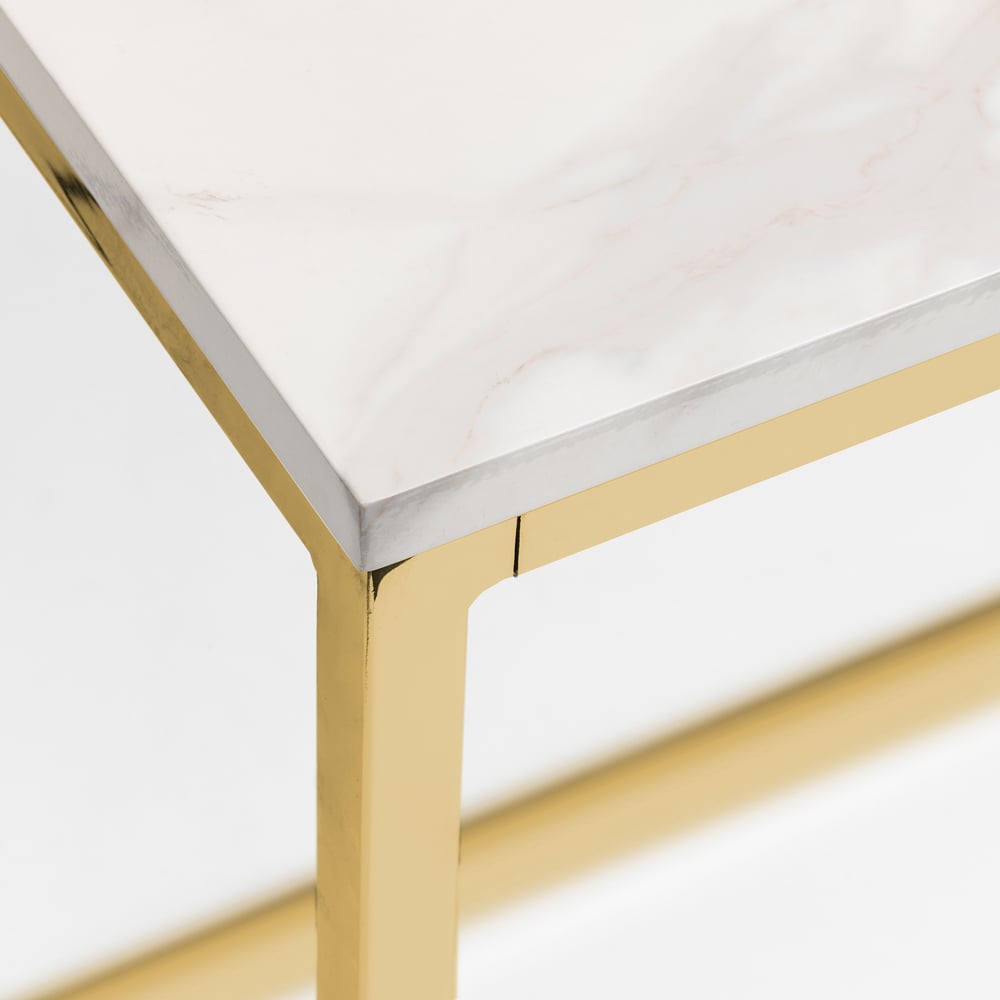 Julian Bowen Scala Dining Table Gold and White Marble Top Image 4