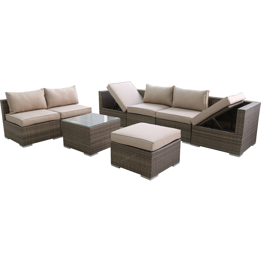 Furniture One 7 Seater Yellow Rattan Modular Outdoor Sofa Set Image 2